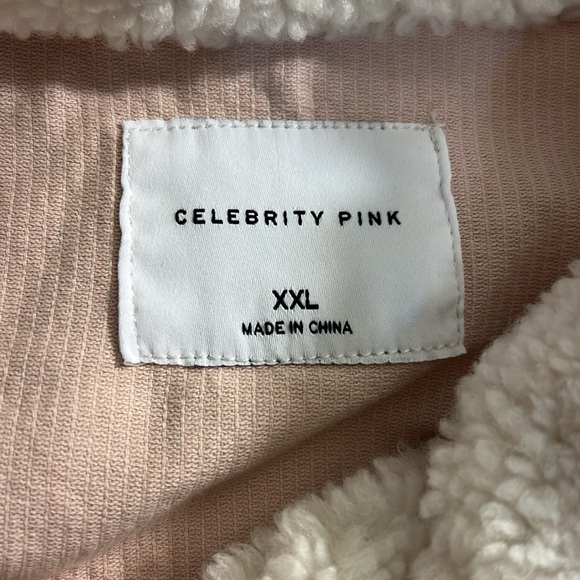 NEW Celebrity Pink Size XXL Pink Corduroy Sherpa Lined Moto Jacket Women - Picture 7 of 7